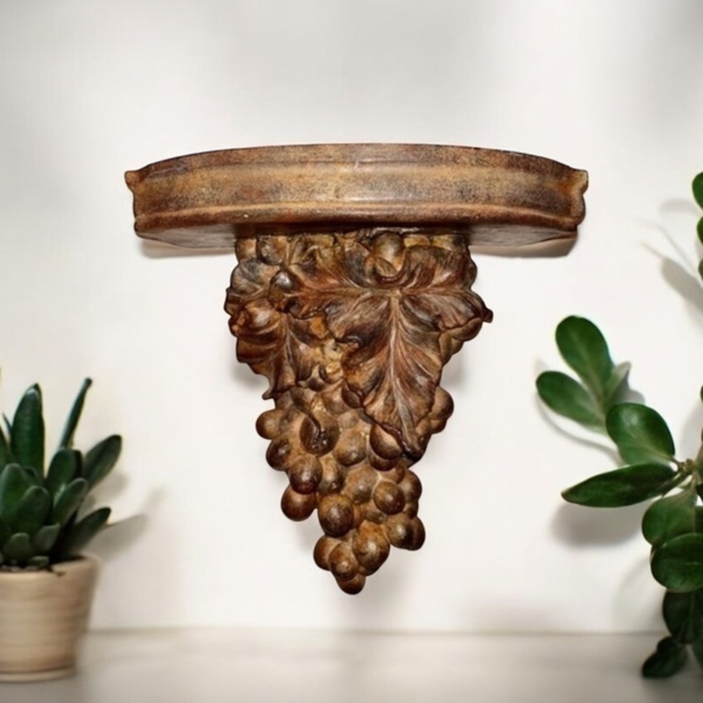 Gold gilt Mediterranean vine grape Wall shelf ,sconce , corbel composite 10 3/4"
